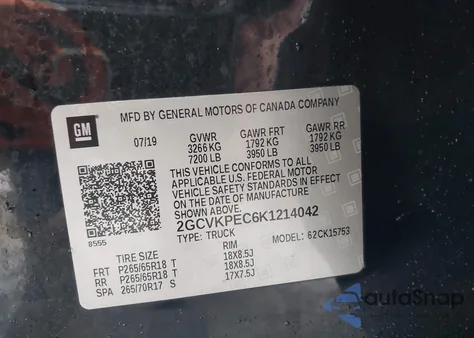 2019 Chevrolet Silverado 1500 Ld Lt from USA, damaged, VIN 2GCVKPEC6K1214042